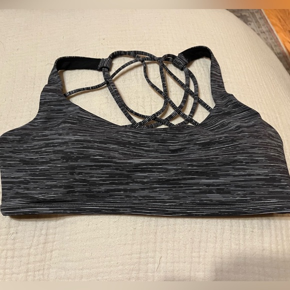 Strappy Black and Gray Sports Bra - Picture 1 of 2